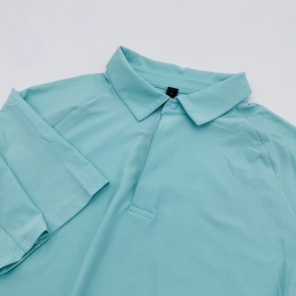 Lululemon‎ Men Wild Mint Green Stretch Golf Polo Short Sleeve Snap Shirt M